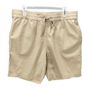 TenTree Shorts Women's L XL Hemp Organic Cotton Drawstring Waist Pockets Tan